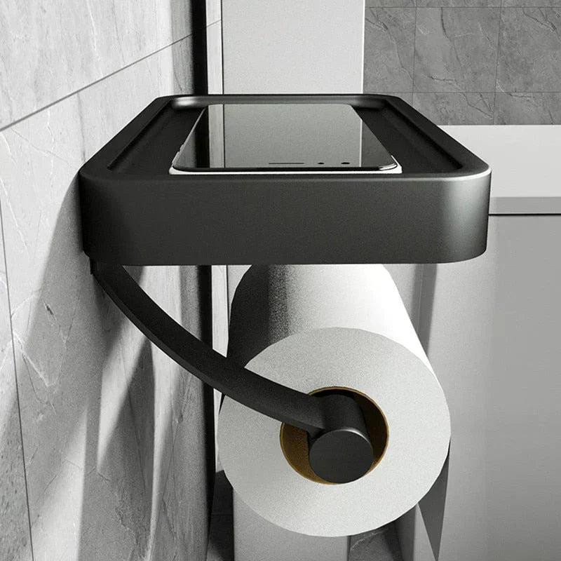 Veltrix Toiletrolhouder – Roestvrijstalen toiletrolhouder met plankje en geborsteld design