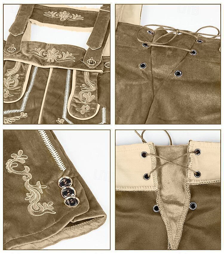 TrachtenHeld – Heren Korte Lederhosen met Borduursel – Bruin/Zwart