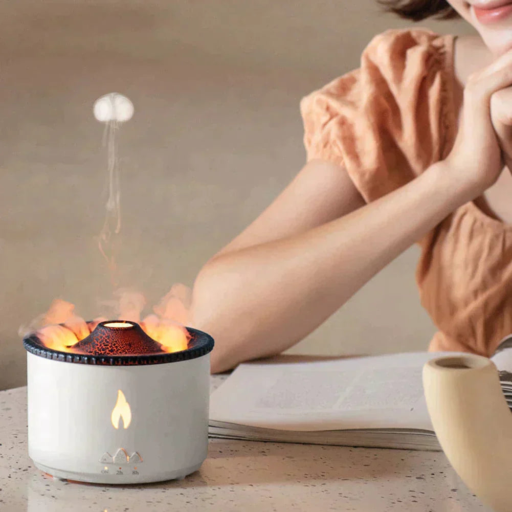 Auralis HumiFlame Luchtbevochtiger – Vulkanisch Vlameffect & Aromatherapie Diffuser