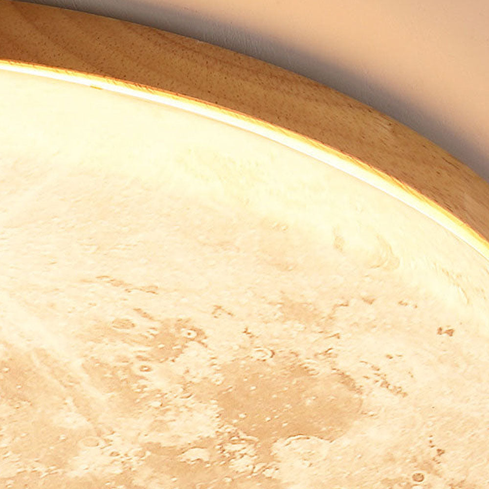 Lunaro Plafondlamp – Modern Rond Design van Massief Hout met Warme LED-Verlichting