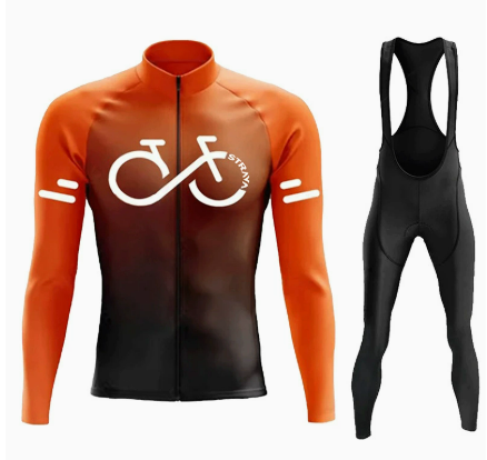 Wielerset Heren – Lange Mouwen Fietsshirt met Bibbroek en Ademend Materiaal Vestragear