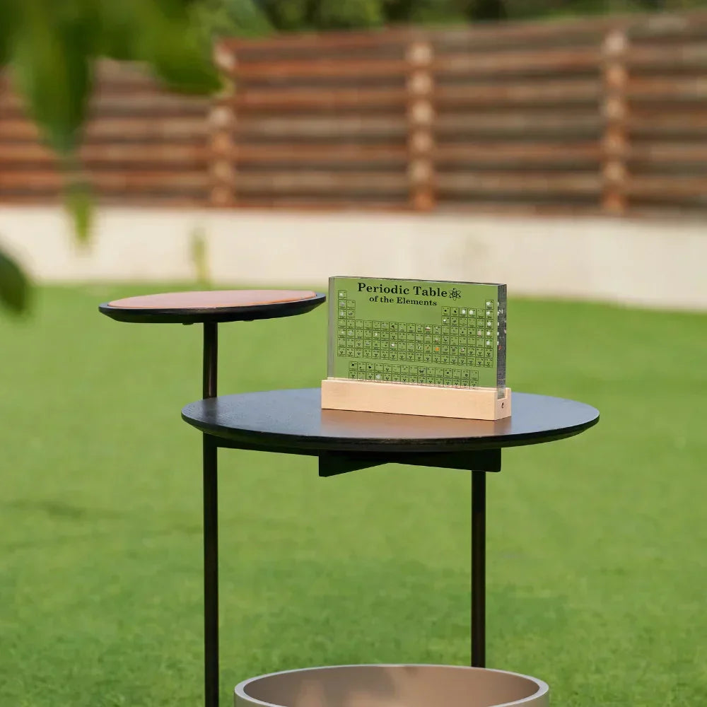 Elementa Verlichte Periodieke Tabel – Acryl display met houten voet & 83 echte elementen