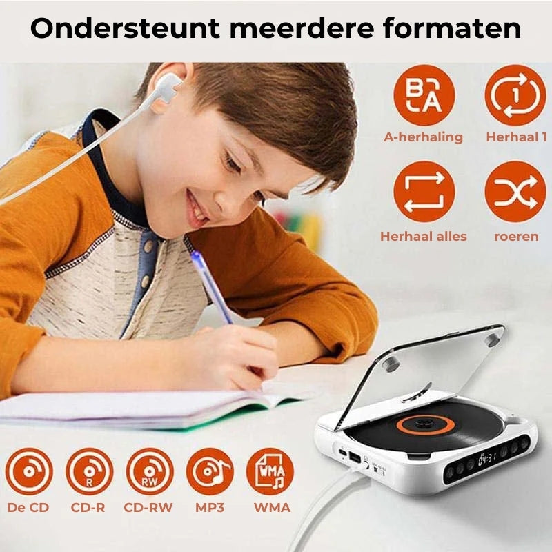 Draagbare CD Speler – Bluetooth 5.3, Oplaadbare Batterij & Compact Design
