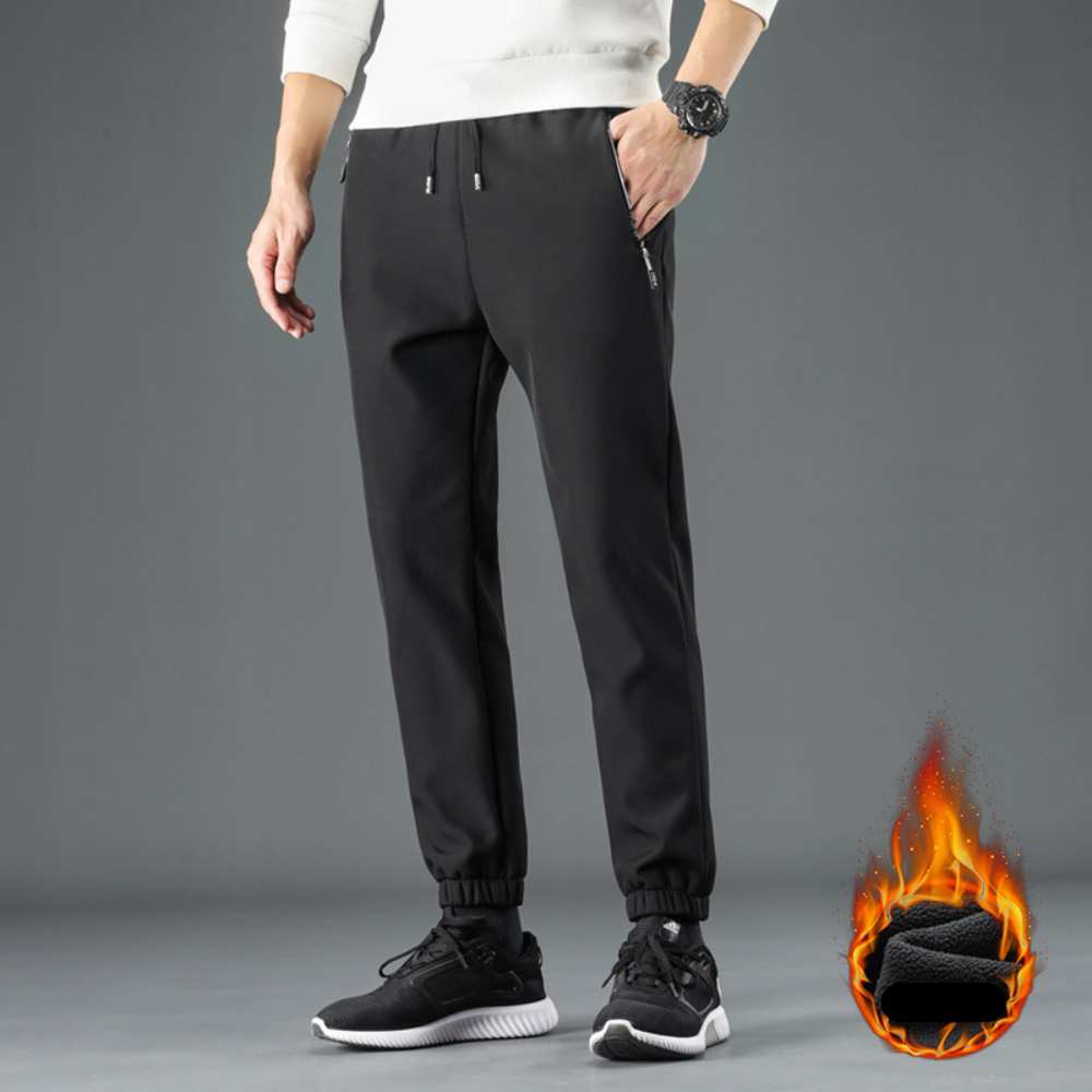 Heren Broek – Winddicht en Dik Pluche Gevoerd, Warm en Comfortabel
