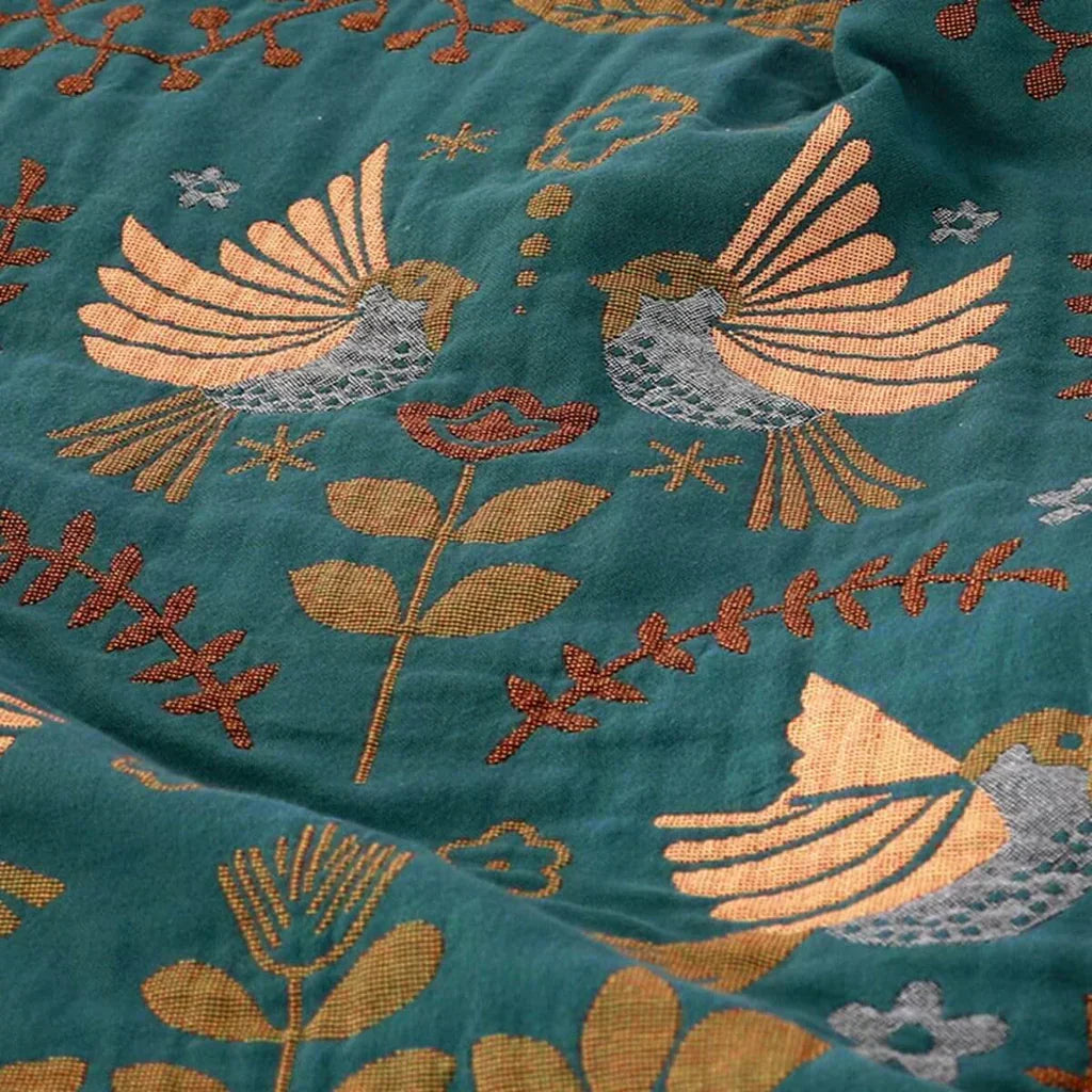 Ardelya Deken – Wendbare katoenen vogeldeken met Scandinavisch natuurmotief en zacht design