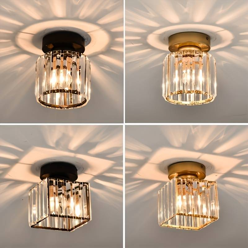 Montaro Plafondlamp – Zwarte plafondlamp met kristallen kap en messing accenten