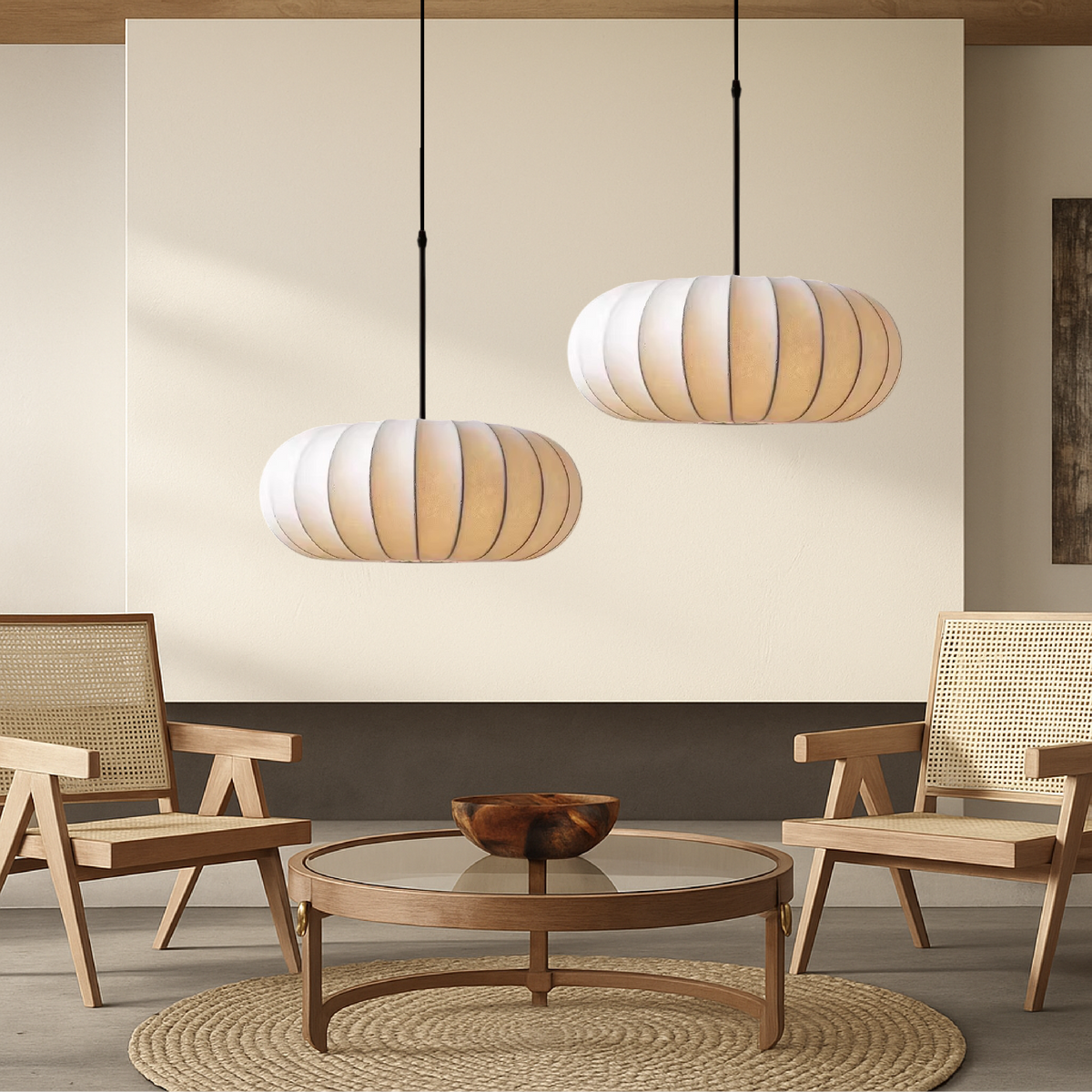 Verona Hanglamp – Handgemaakte Zijden Kap met Warm Licht & Minimalistisch Design