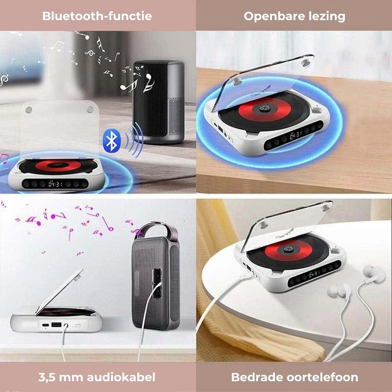 Draagbare CD Speler – Bluetooth 5.3, Oplaadbare Batterij & Compact Design