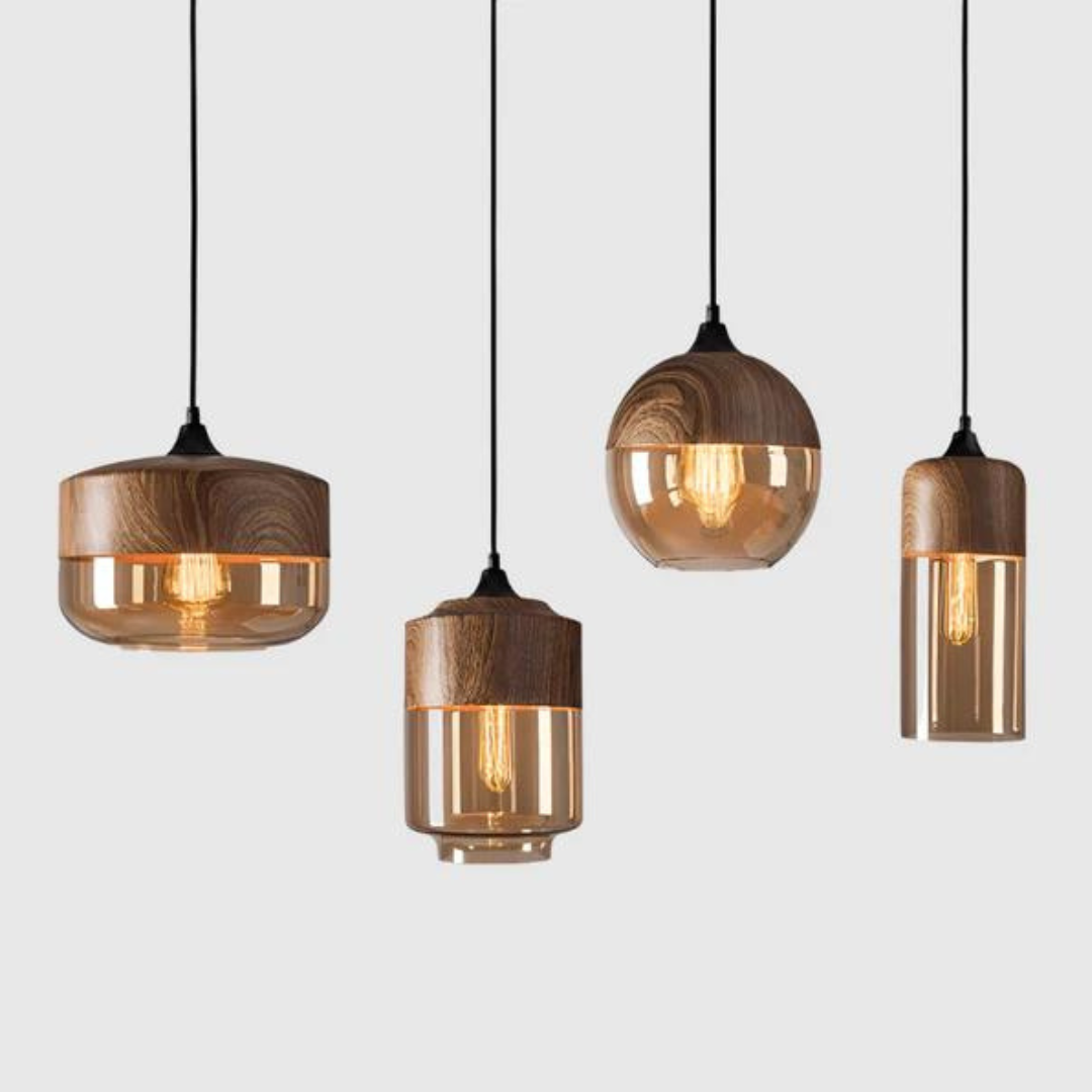 Lunora – Scandinavische plafondlamp hout & glas – modern en sfeervol