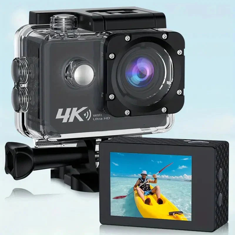 VisioCam – 4K Action Camera met Wifi & Waterproof Case – Inclusief Accessoires