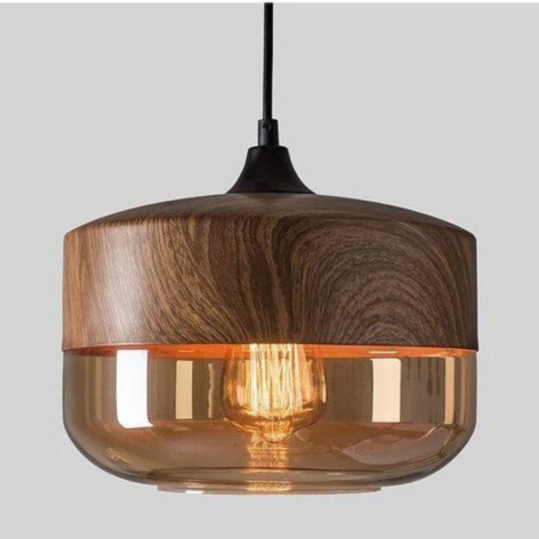 Lunora – Scandinavische plafondlamp hout & glas – modern en sfeervol