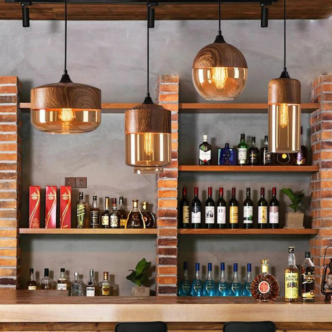 Lunora – Scandinavische plafondlamp hout & glas – modern en sfeervol