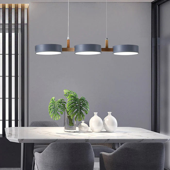 Nordura Hanglamp – Scandinavisch Cilindervormig Design met Meerdere LED-Lichtpunten & Houten Accenten