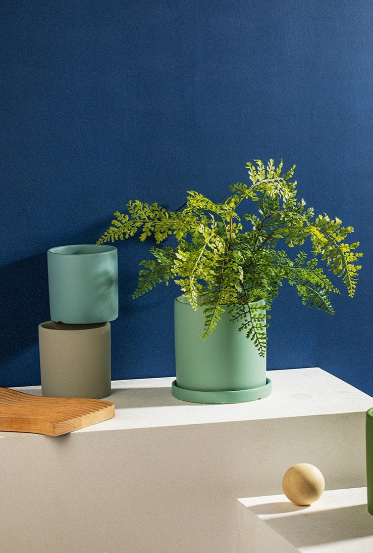Florano Keramische Bloempot met Schotel – Handgemaakt, Kleurrijk & Waterdicht