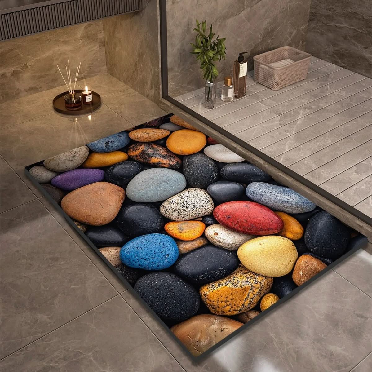 Badmat – Sneldrogend, Antislip & Absorberend met Natuurlijke Steenlook