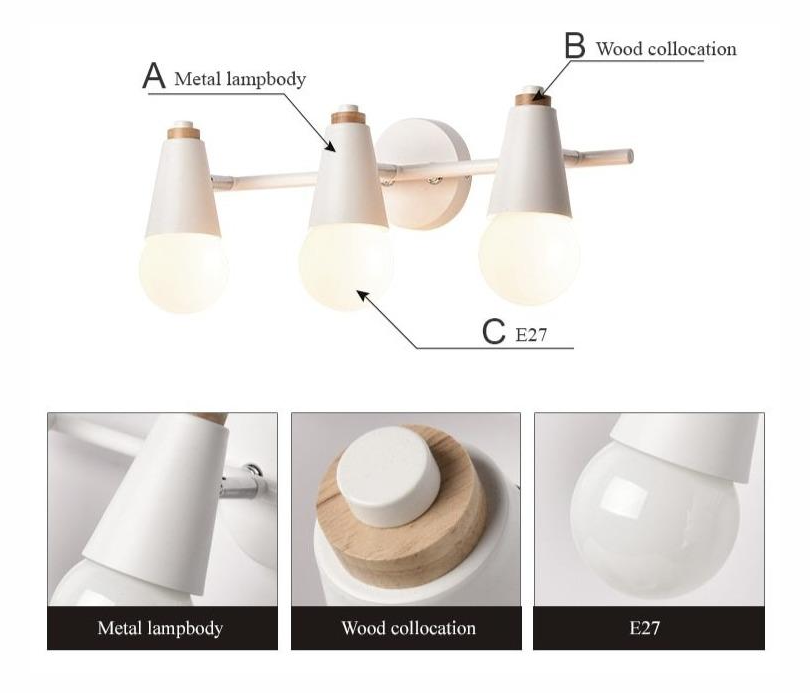 Novera Ari Wandlamp – Modern Metaal met Houten Accent, 2 of 3 Lichts