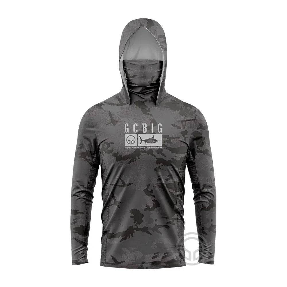 Atmungsaktives Langarm T-Shirt für Männer mit UV-Schutz und Kapuze zum Angeln 17