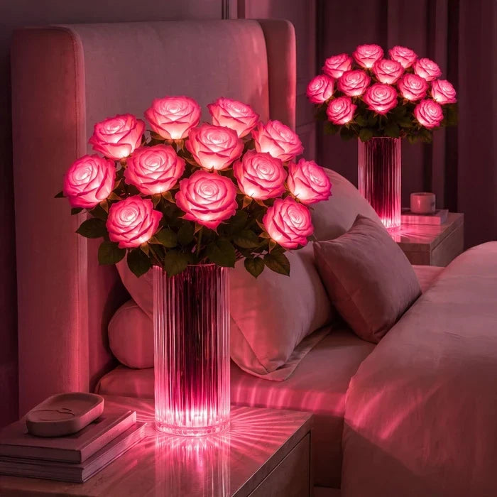 Light-Up Rose Bouquet – Glowing Artificial Flowers That Never Need Water Tevako