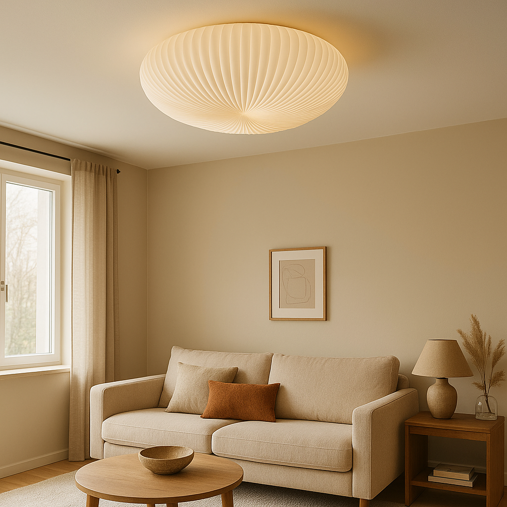Roby Plafondlamp – Modern Plissé Design met Warme LED-Verlichting & Duurzame Materialen