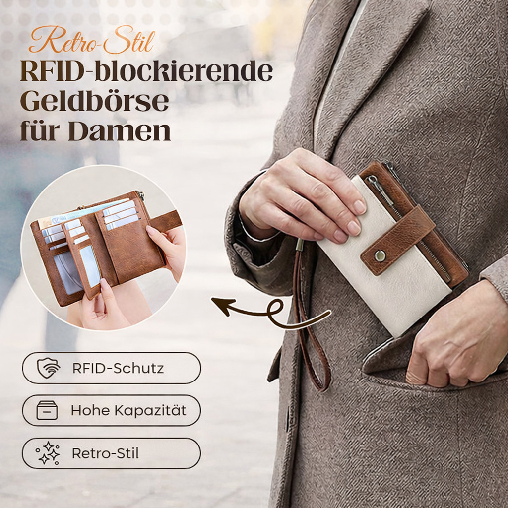 RFID-blokkerende tri-fold portemonnee voor dames – stijlvol, ruim & veilig ontwerp