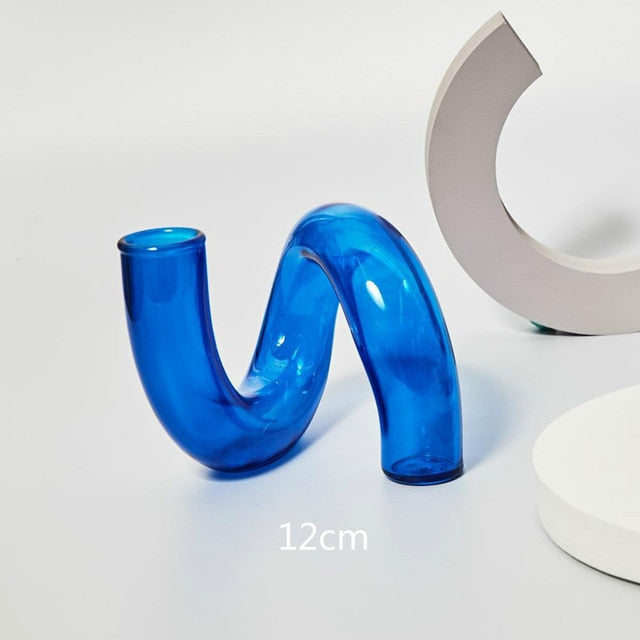 Lumivida Glazen Kandelaar – Handgeblazen Borosilicaat in Kobaltblauw