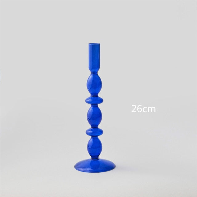 Lumivida Glazen Kandelaar – Handgeblazen Borosilicaat in Kobaltblauw