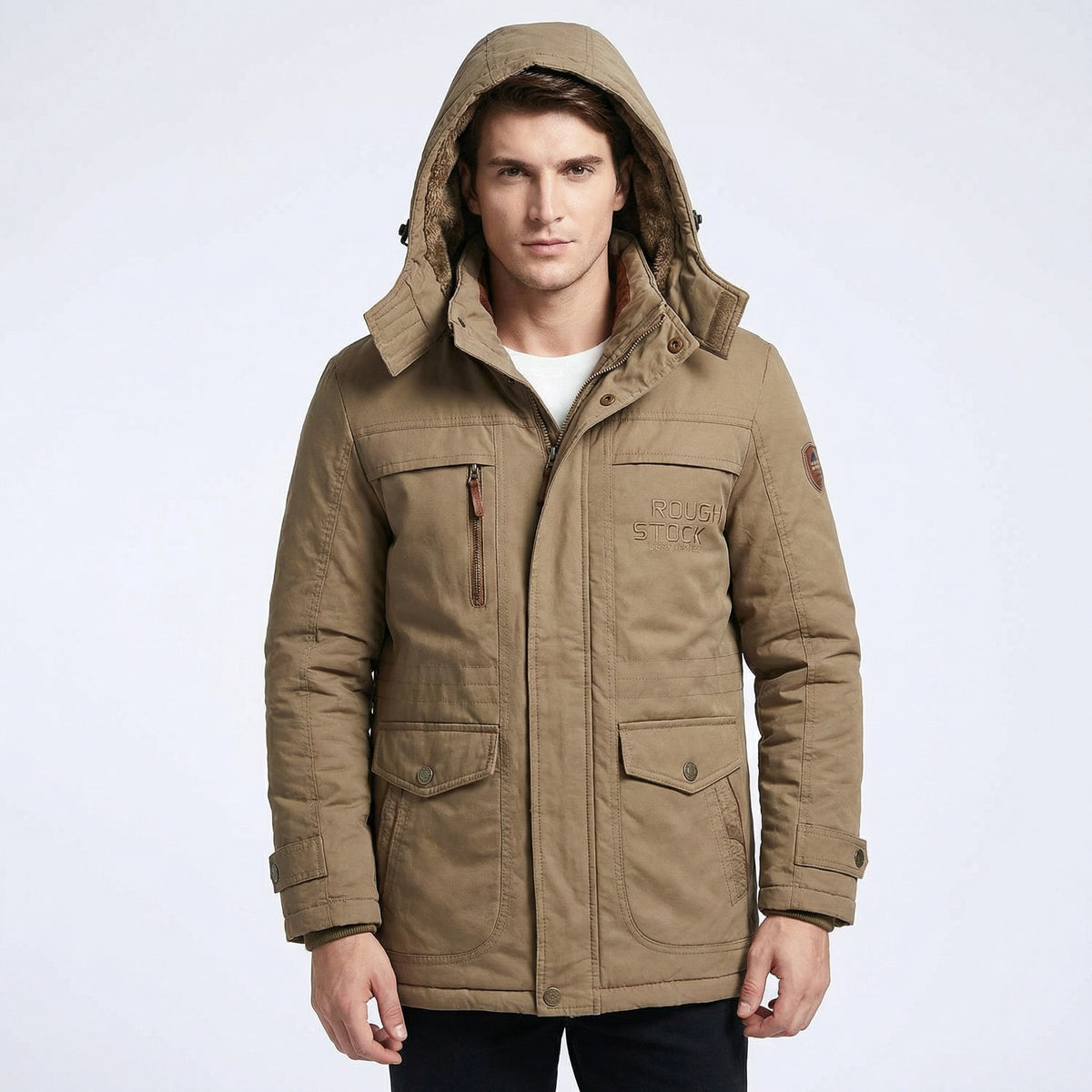 Gewatteerde Heren Parka Winterjas | Winddicht & Afneembare Capuchon
