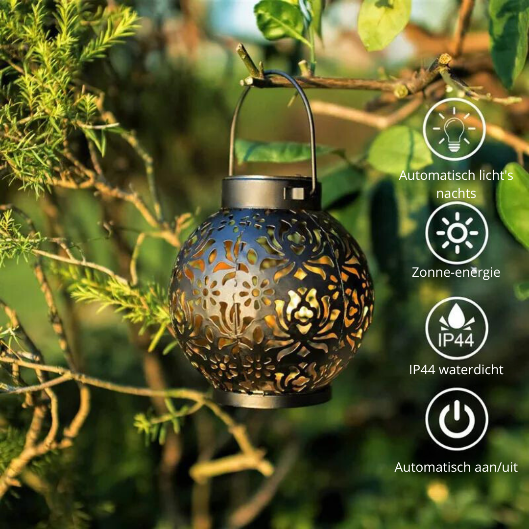 Solira – Zonnelantaarn Sterrenpatroon LED & Waterdicht – Tuin & Buiten VestraGear