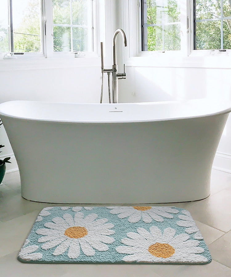 Floriva Badmat – Ovaal Polyester met Bloemdesign, Zacht & Antislip