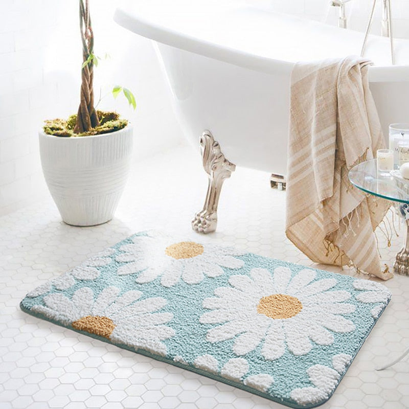 Floriva Badmat – Ovaal Polyester met Bloemdesign, Zacht & Antislip