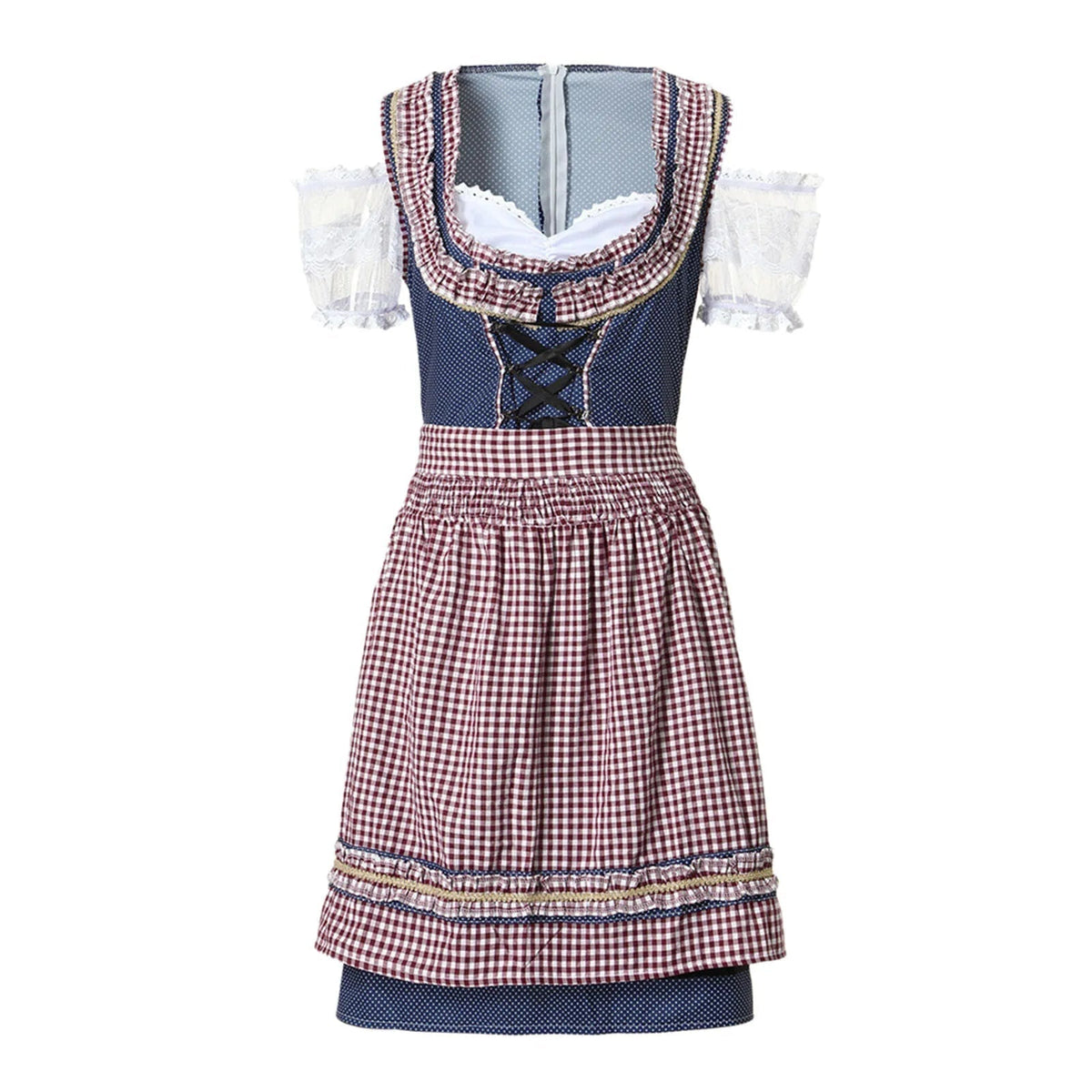 AlpenHerz – Dames Dirndl met Ruit & Schort – Traditioneel & Modern Chic