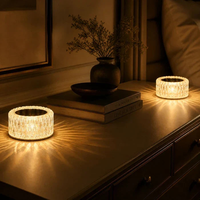 Crystal Diamond Table Lamp – Faceted Accent Light with Three Light Modes Tevako