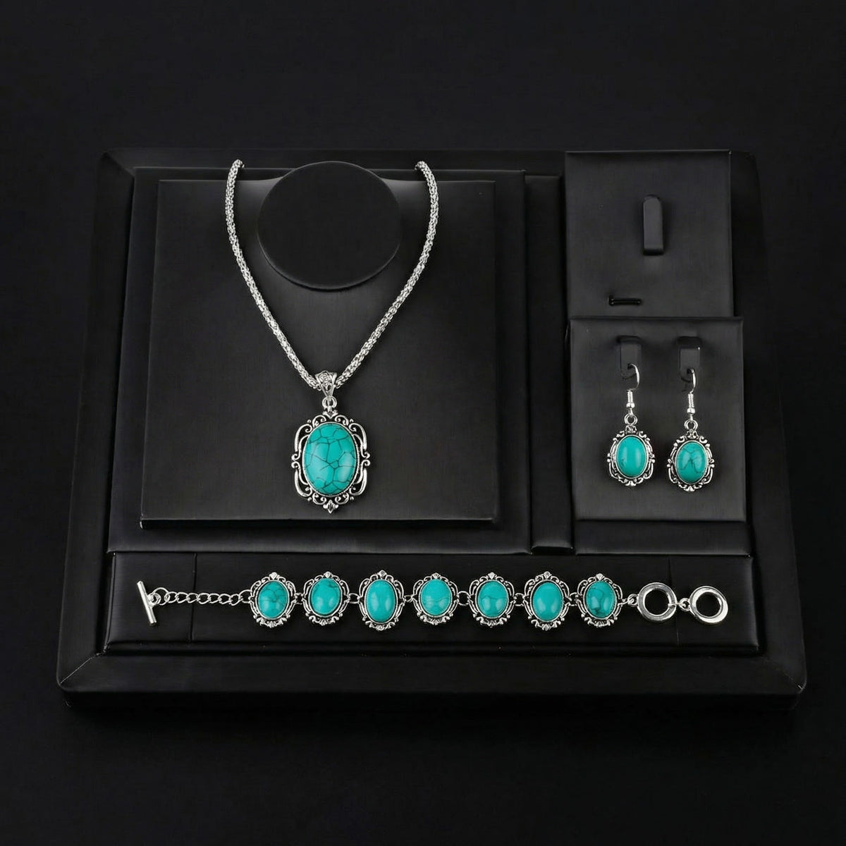 Vintage Sieradenset Dames – 3-Delige Set met Armband, Ketting & Oorbellen