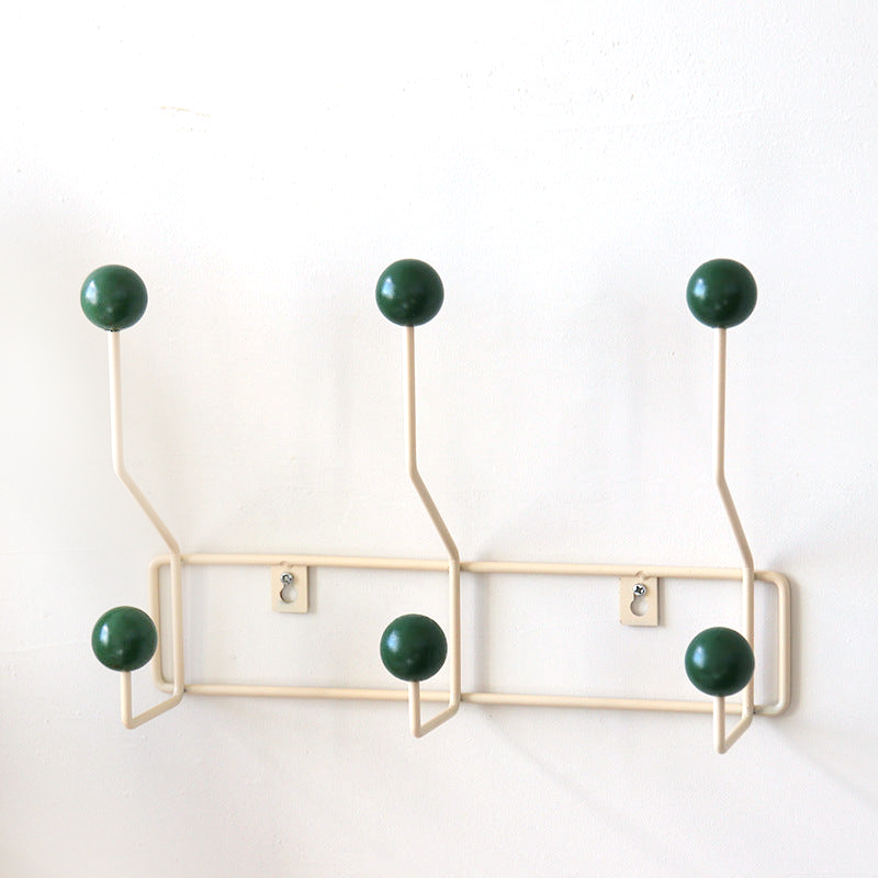 Lunvero Wandkapstok Mid-Century Stijl met Dubbele Haken in Geel, Groen of Wit
