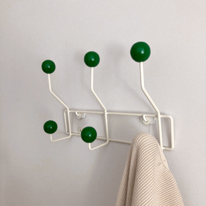 Lunvero Wandkapstok Mid-Century Stijl met Dubbele Haken in Geel, Groen of Wit