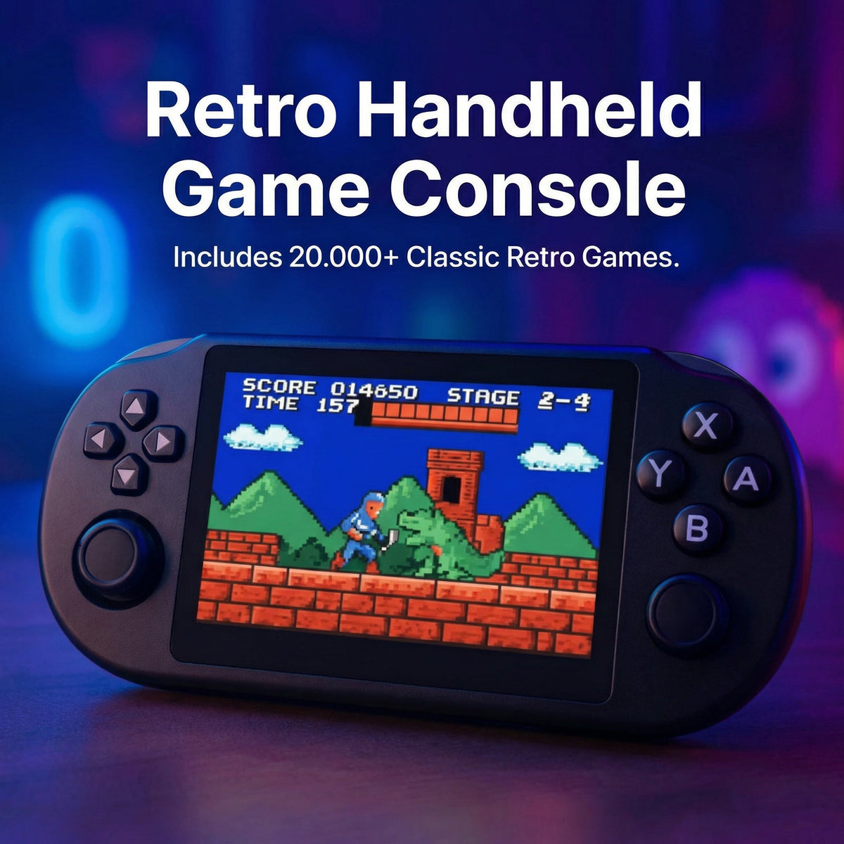 Handheld Retro Game Console – 64GB, 20.000+ Games & 2-Speler Ondersteuning