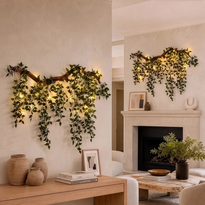 Lighted Leaf Branch Wall Decor – Leafy Branch with Fairy Lights for Indoor Walls Tevako