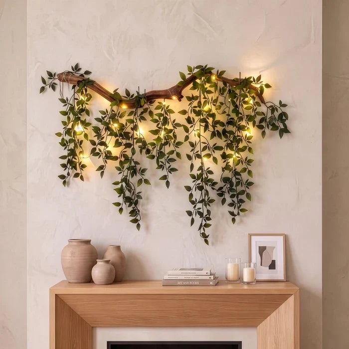 Lighted Leaf Branch Wall Decor – Leafy Branch with Fairy Lights for Indoor Walls Tevako