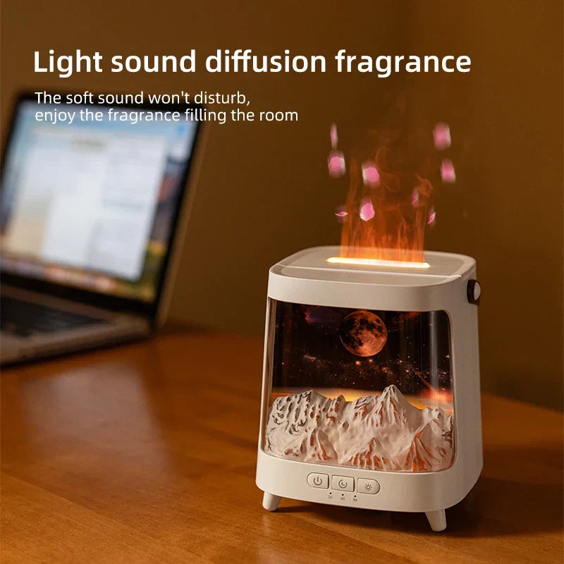 AeroGlow Galaxy Flame Diffuser – Aroma Vernevelaar met Warm Licht & Afstandsbediening