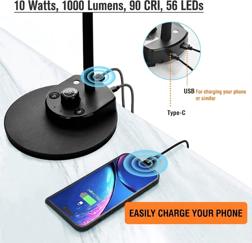 LED Bureaulamp – Dubbele Lamp, 5 Lichtkleuren & Dimbaar Vestragear