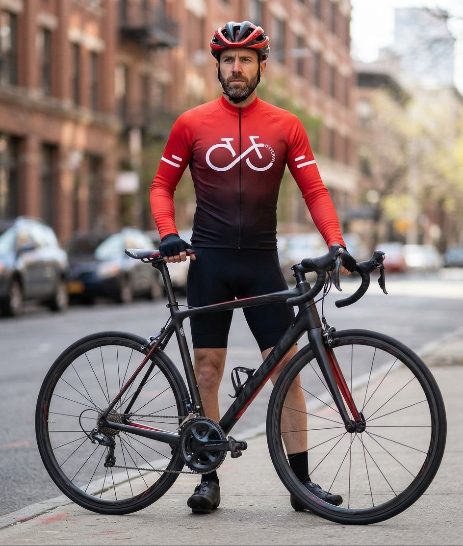Wielerset Heren – Lange Mouwen Fietsshirt met Bibbroek en Ademend Materiaal Vestragear