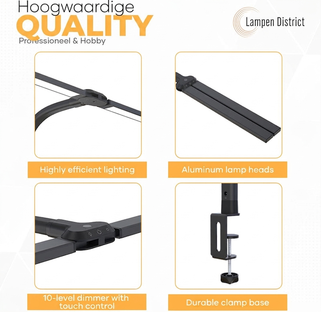 LED Bureaulamp – 5 Lichtkleuren, Touch & Afstandsbediening Vestragear