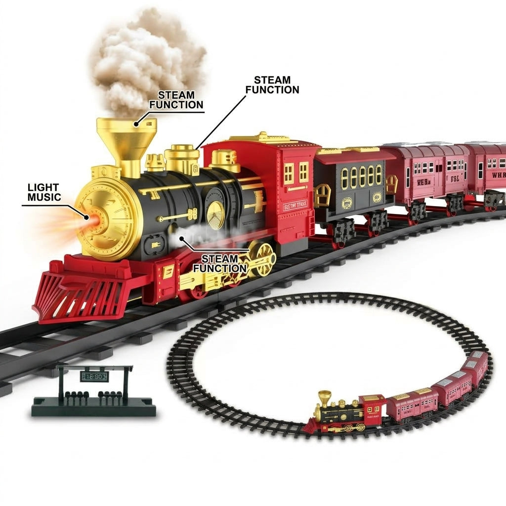 Treinset met Stoom en LED Verlichting – Complete Speelset met 12 Rails Vestragear