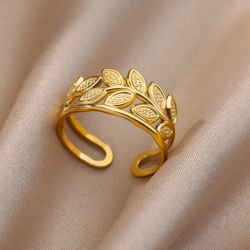 Varelia Geometrische Ring – Champagnekleurige Roestvrijstalen Openingsring