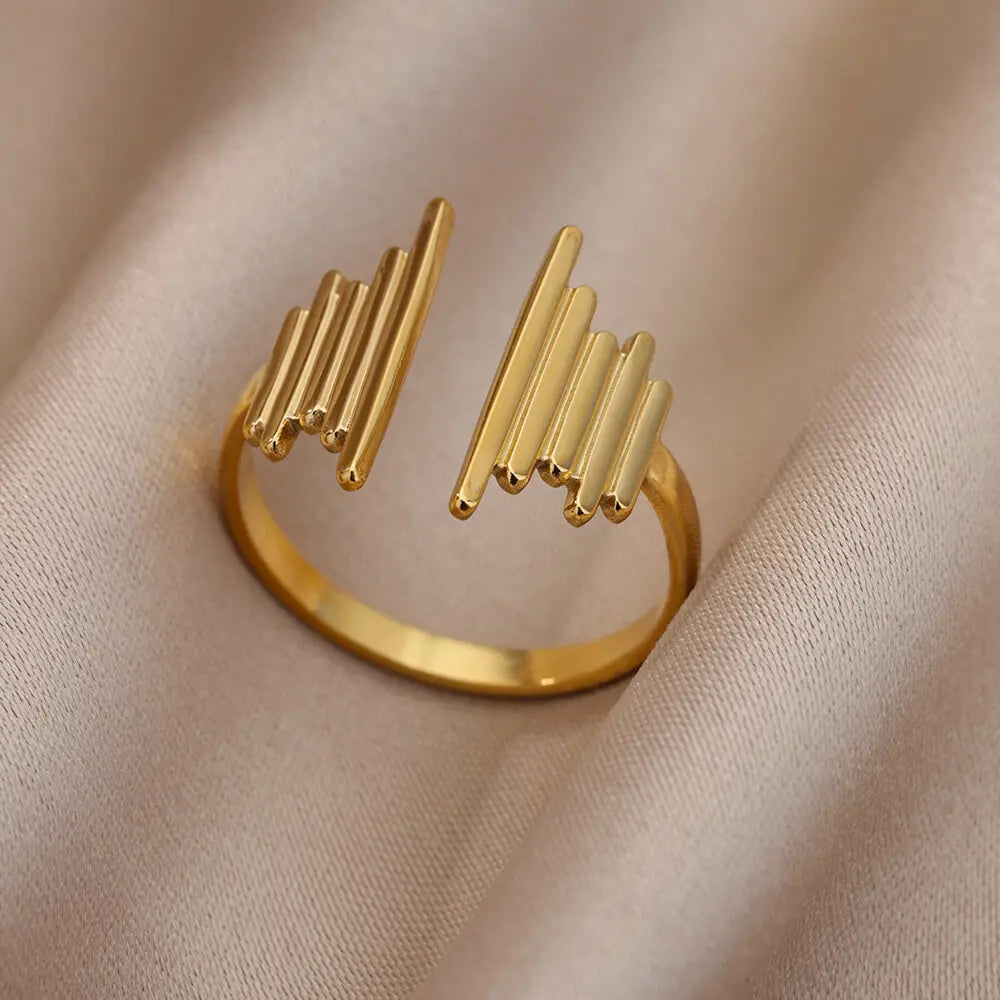 Varelia Geometrische Ring – Champagnekleurige Roestvrijstalen Openingsring