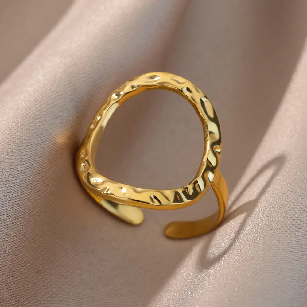 Varelia Geometrische Ring – Champagnekleurige Roestvrijstalen Openingsring