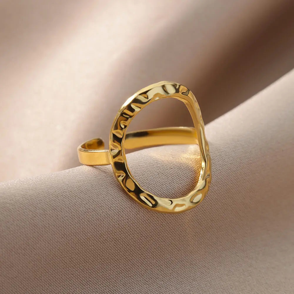 Varelia Geometrische Ring – Champagnekleurige Roestvrijstalen Openingsring