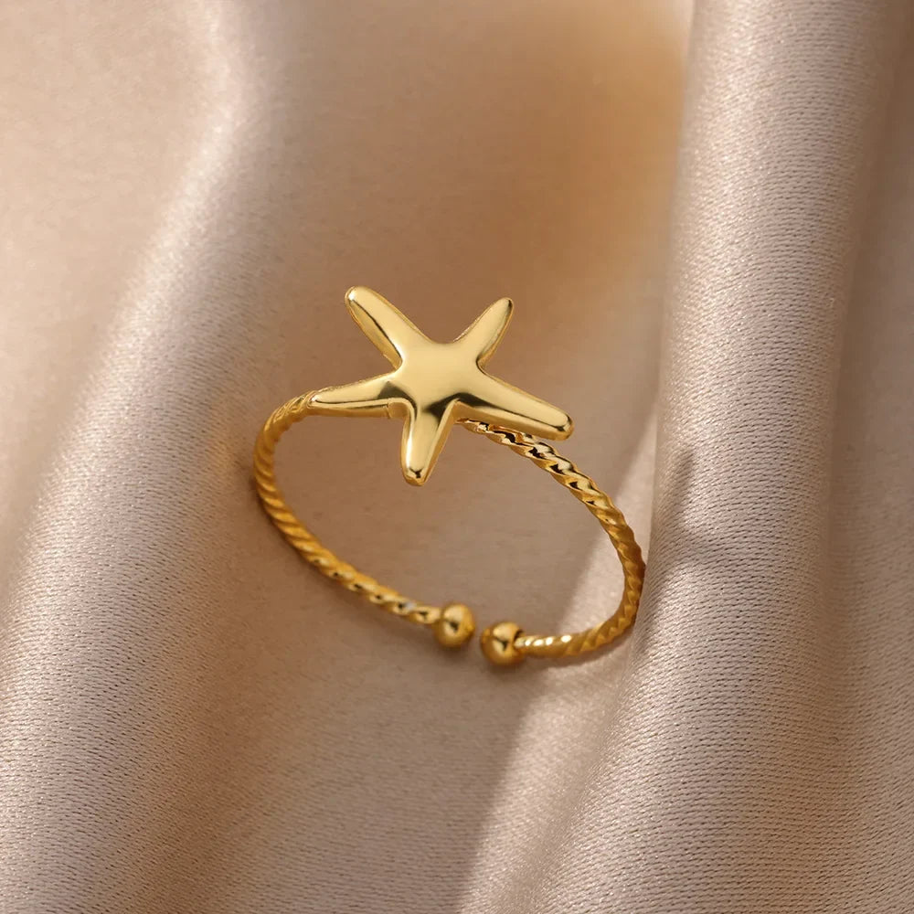 Varelia Geometrische Ring – Champagnekleurige Roestvrijstalen Openingsring