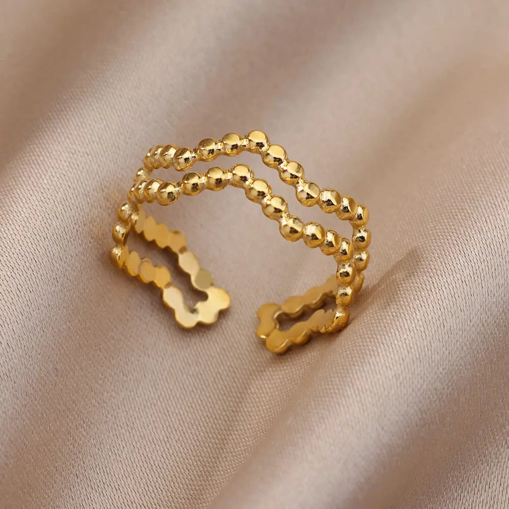 Varelia Geometrische Ring – Champagnekleurige Roestvrijstalen Openingsring