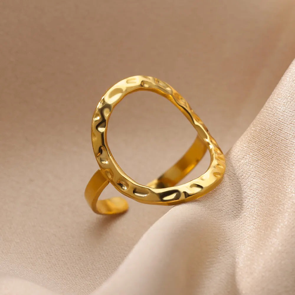 Varelia Geometrische Ring – Champagnekleurige Roestvrijstalen Openingsring